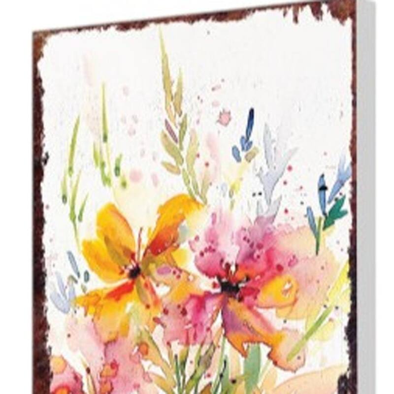 HomeRoots 10" White Pink And Green Wood Wildflowers Garden Stake