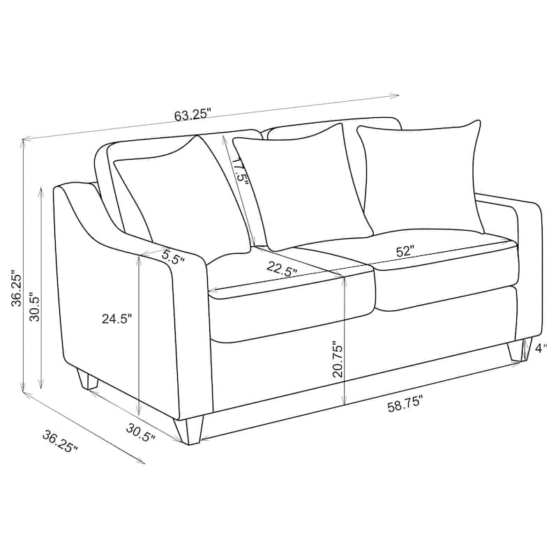 Christine Upholstered Sloped Arm Sofa Set Beige