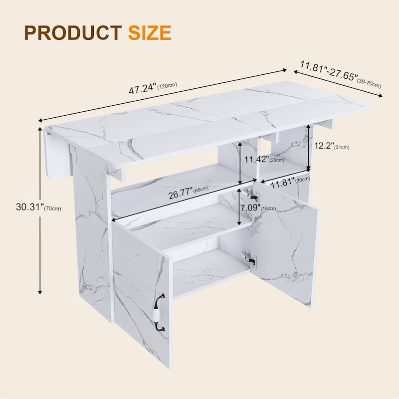 Multi-Functional Folding Table Kitchen Island with Storage Shelves and Wheels