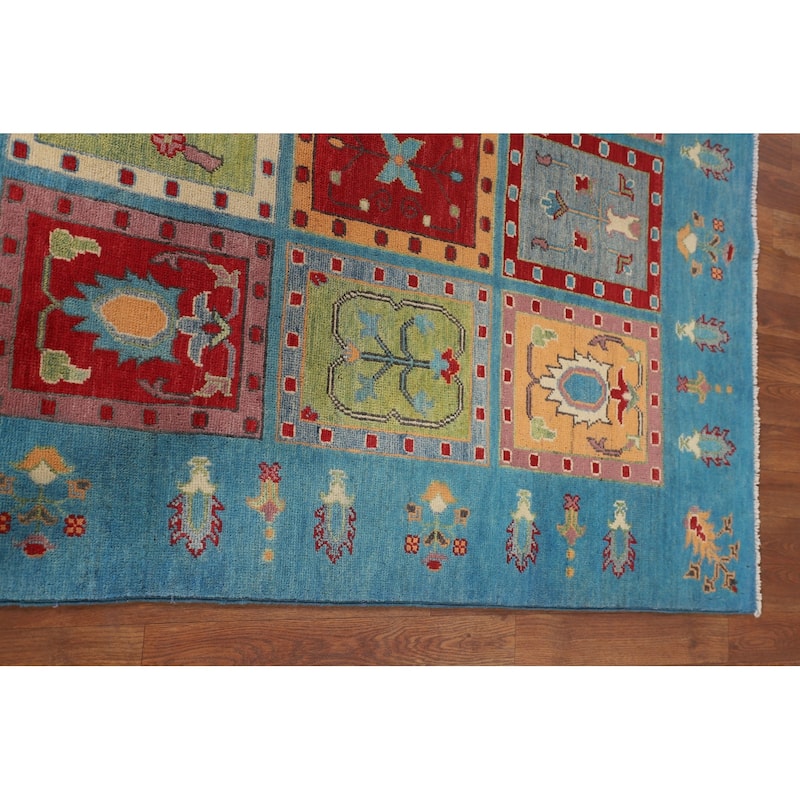 Garden Design Blue Kazak Accent Rug Handmade Wool Carpet - 4'1" x 6'0"
