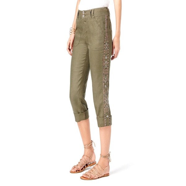 olive green cargo capris