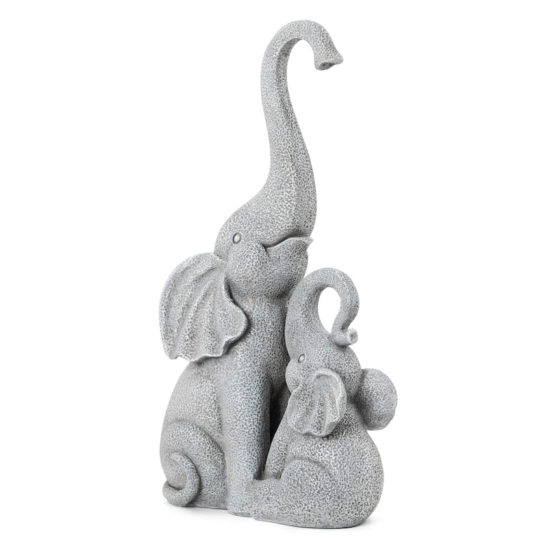 Glitzhome 18.5"H Outdoor Elephant Fountain or Statue for Patio, Yard, Porch Decor