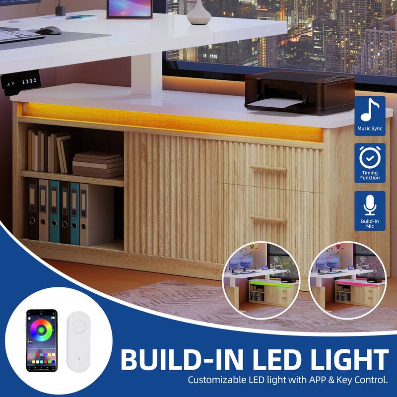 Moasis L-Shaped Electric Standing Desk with LED Lights