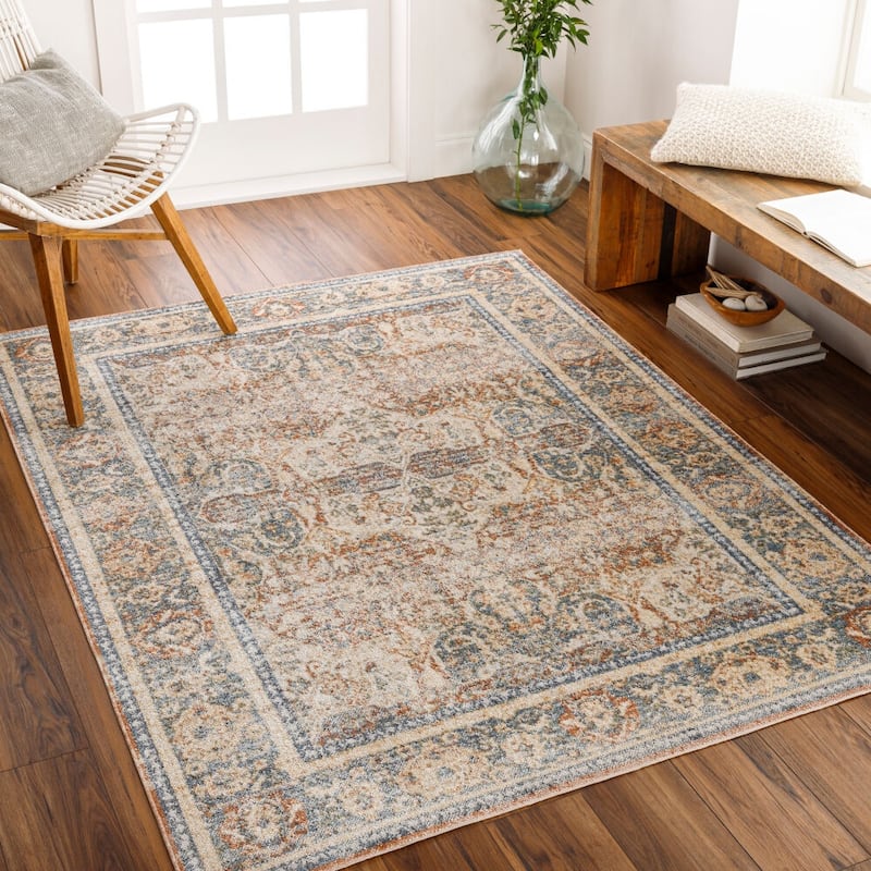 Livabliss Lillian Machine Washable Persian Area Rug - Rust/Blue - 2' x 3'