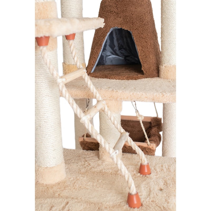 Real Wood Cat Climber Play House, Cat furniture With Playhouse,Lounge Basket