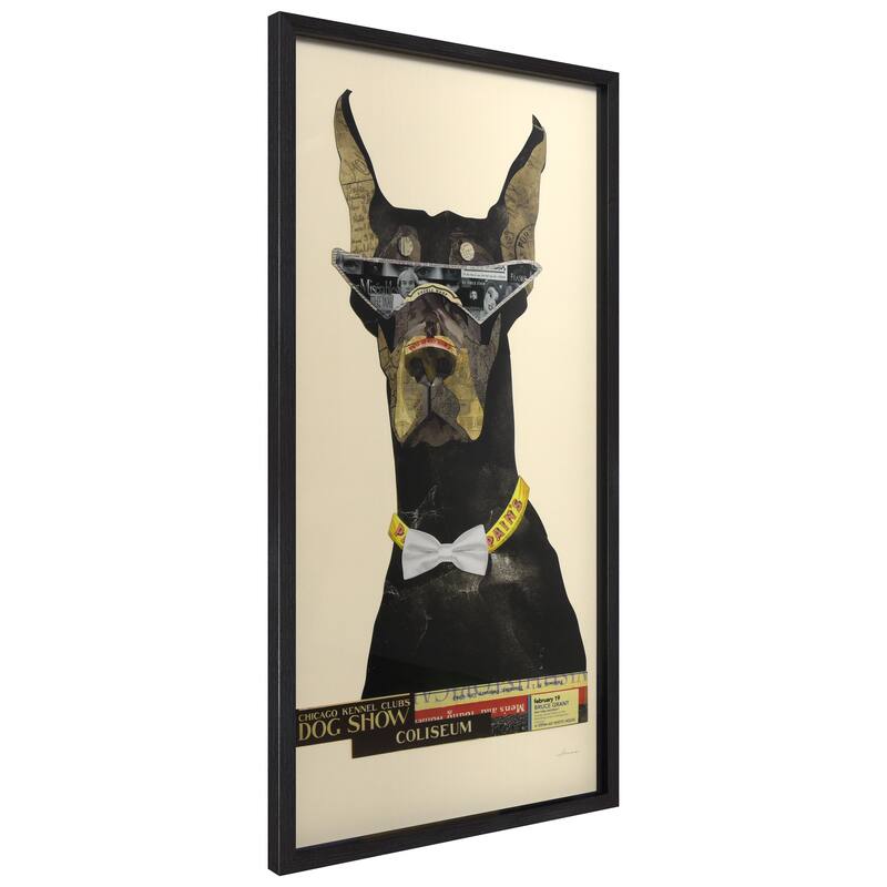 Empire Art "Doberman Pinscher" Alex Zeng's dimensional collage, under glass & a black shadow box frame