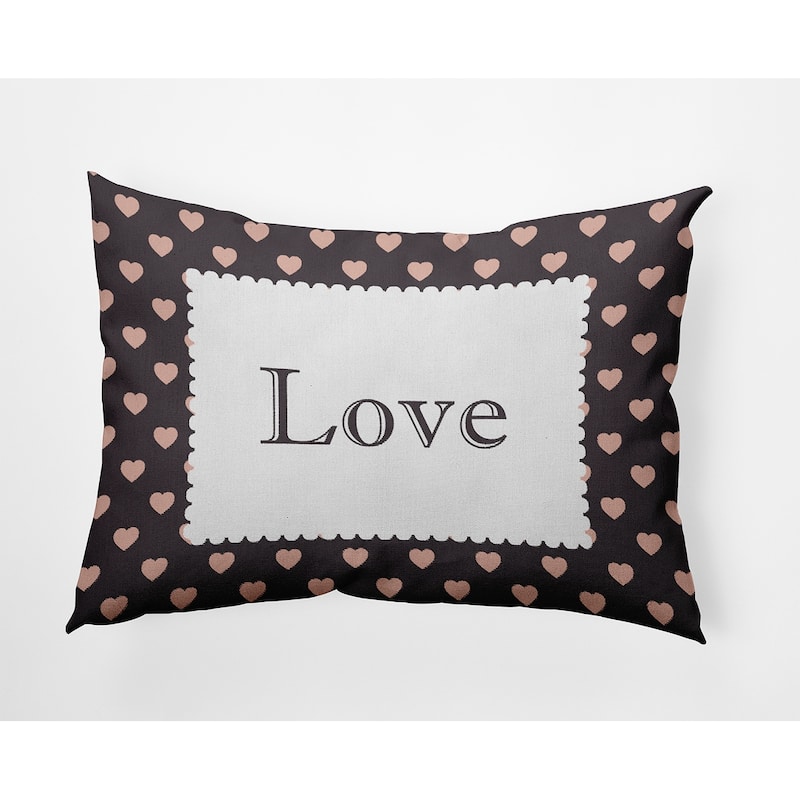 Love Valentines Day Decorative Throw Pillow - 14" x 20" - Dark Gray