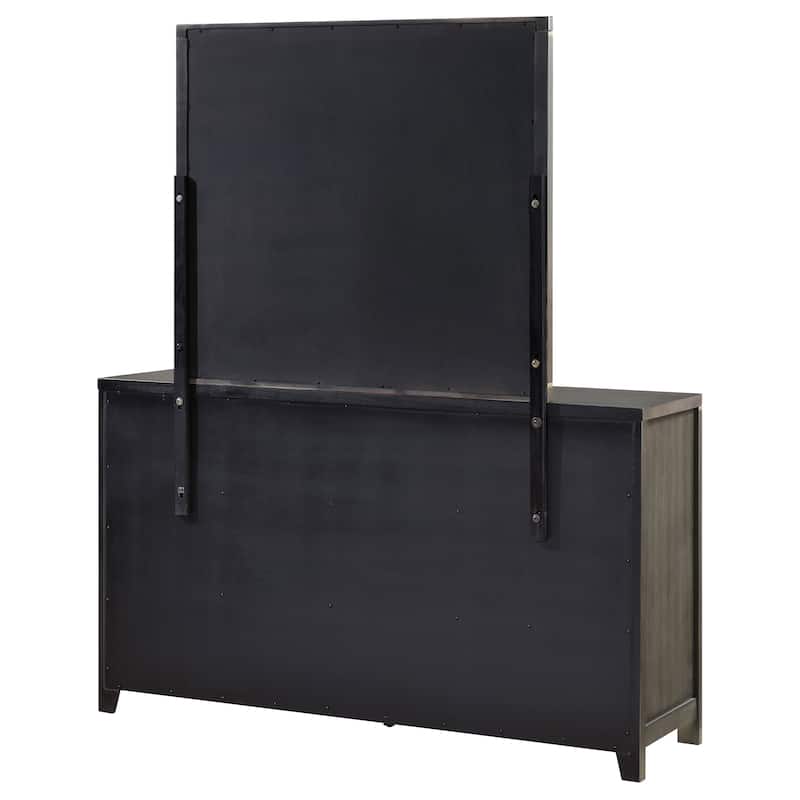 Kieran Transitional Wood 6-drawer Dresser Grey