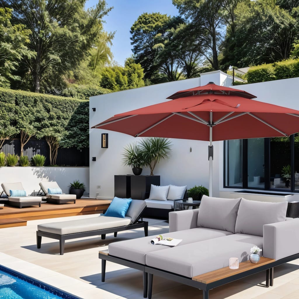 Outdoor Daybed Patio 2-Seat Padded Chaise Lounges