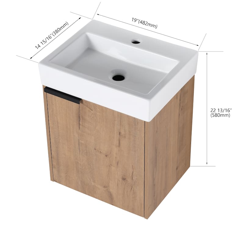 BNK 16/18 Inch Single Sink Bathroom Vanity with Soft Close Door