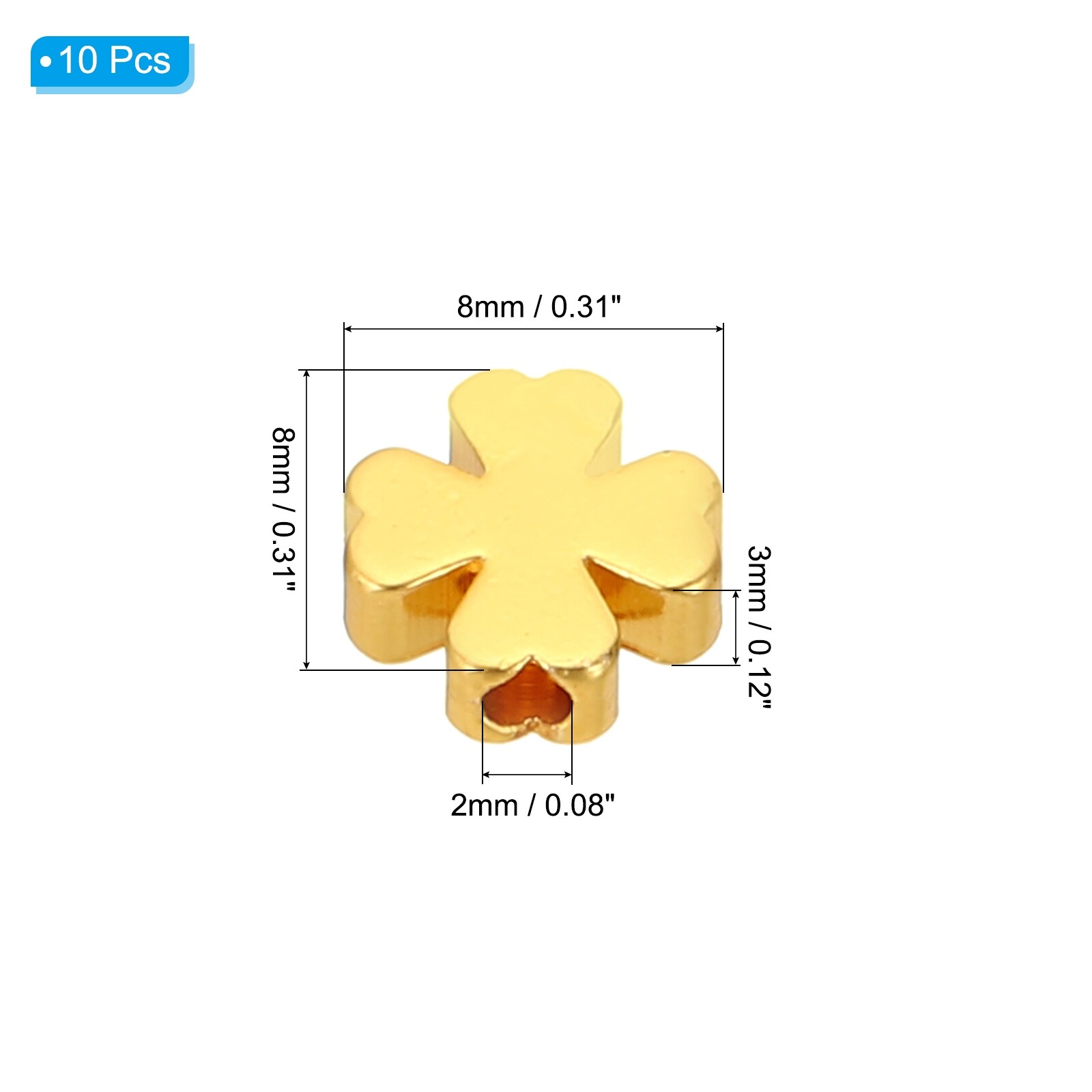 5 mm Four-Leaf Spacer Beads, 10 Pcs Spacer Beads for Jewelry Making, Light Gold