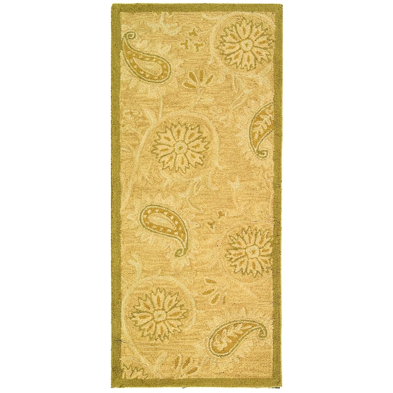 SAFAVIEH Handmade Berkeley Paisley Dosha Botanical Wool Rug - 2'6" x 6' Runner - Light Brown - Runner