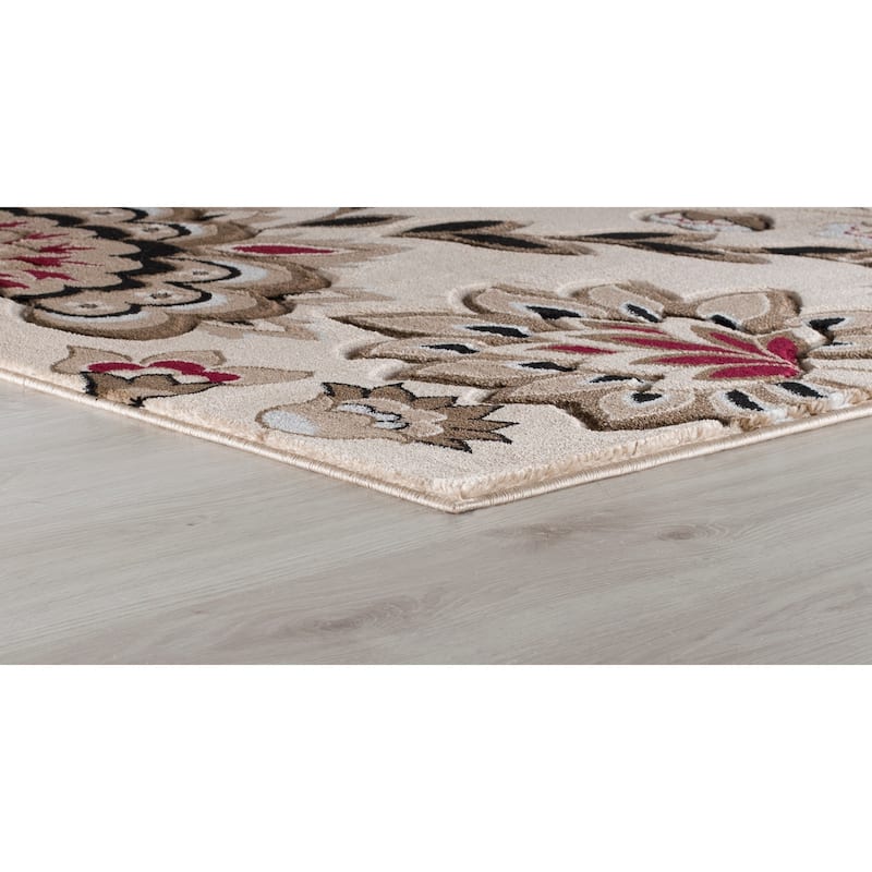 Glamour Collection Floral Area Rug