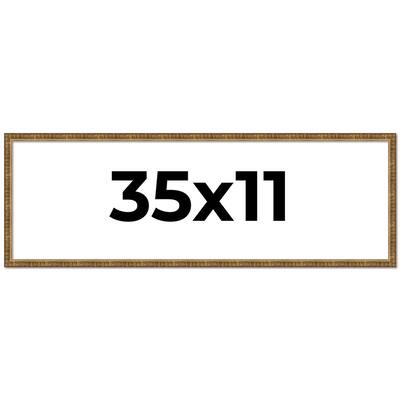 35x11 Frame Gold Solid Wood Picture Frame - Complete Modern Photo