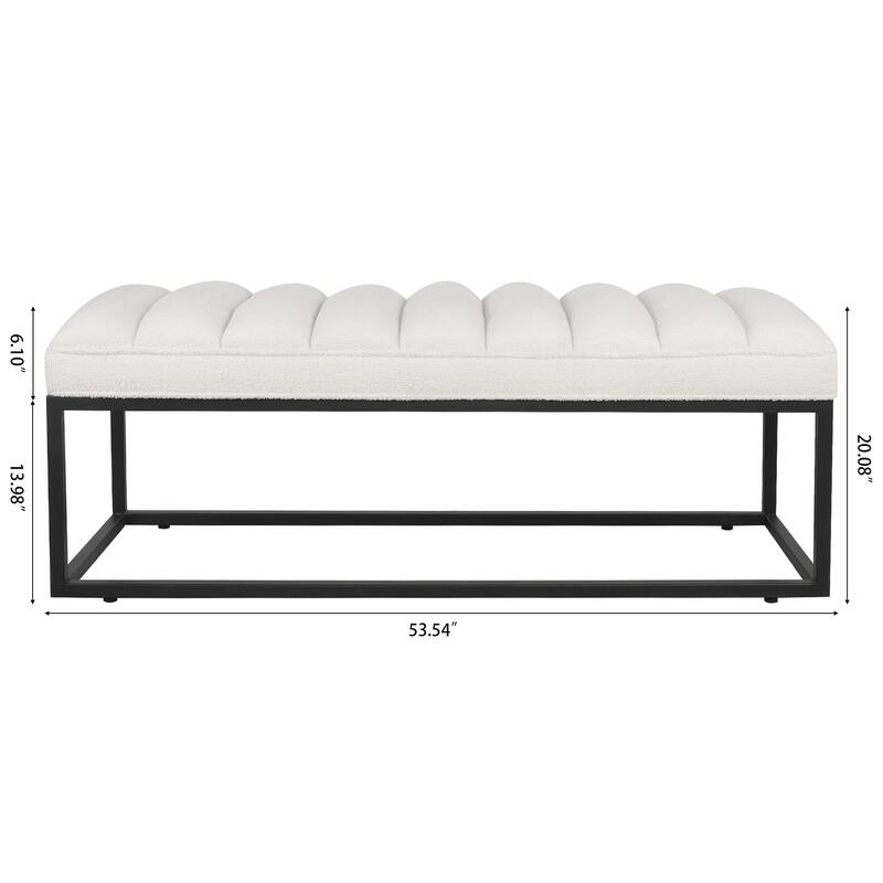 Metal Base Upholstered Bench Footstool for Entryway Living Room