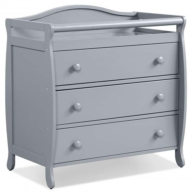 Baby Changing Table Infant Diaper with 3 Drawers and Safety Belt-Brown - 35.5" x 23" x 39" (L x W x H) - Grey