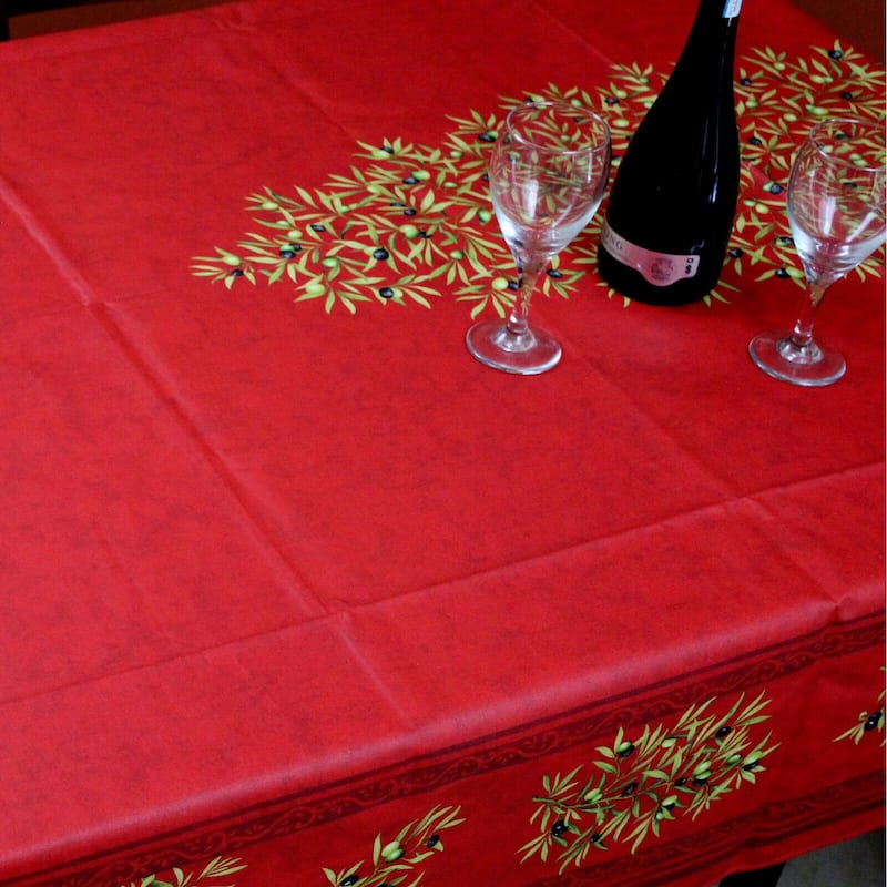 Wipeable Spill Resistant Provencal Cotton Cannes Collection Tablecloth