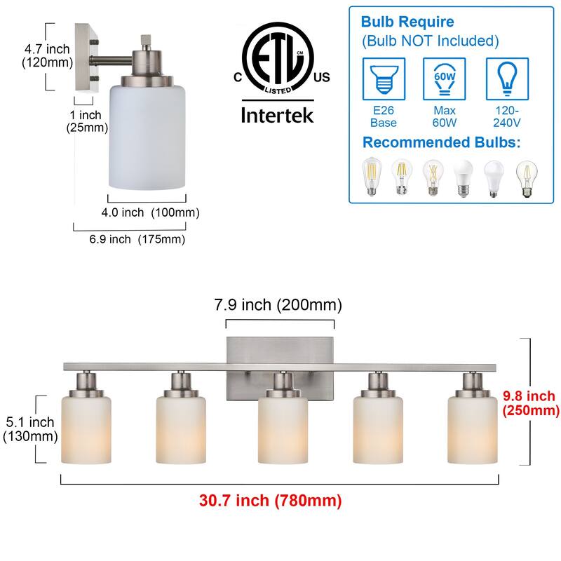 5-Light Bathroom Vanity Light