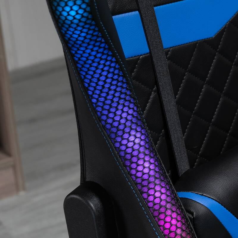 Vinsetto Gaming Chair with RGB LED Light, 3D Arm, Lumbar Support, Swivel Home Office Computer Recliner High Back Racing Gamer