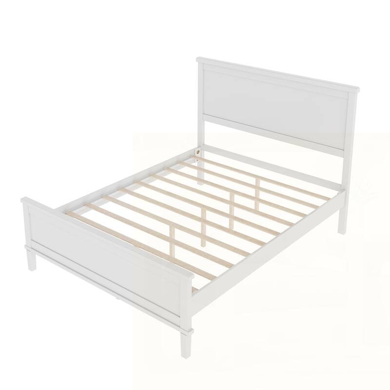 Wood Platform Bed with Headboard and Wood Slat Support