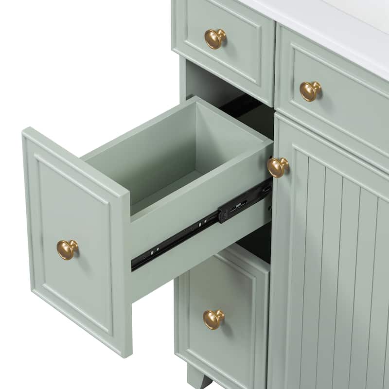 Roomfitters 24" Bathroom Vanity with Ceramic Sink, Storage Cabinet with 2 Drawers and 1 Soft-Close Door
