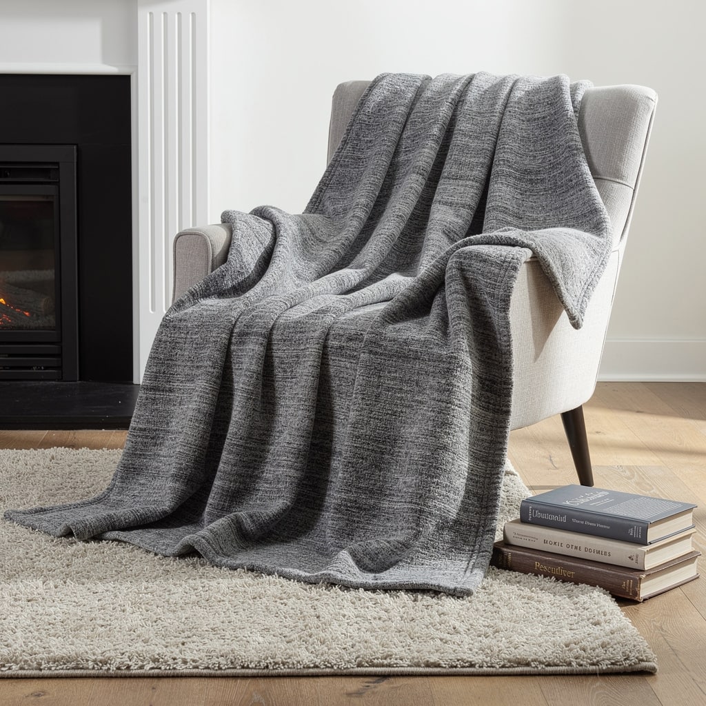 HomeRoots 50" X 70" Gray And Silver Abstract Microfiber Plush Throw Blanket