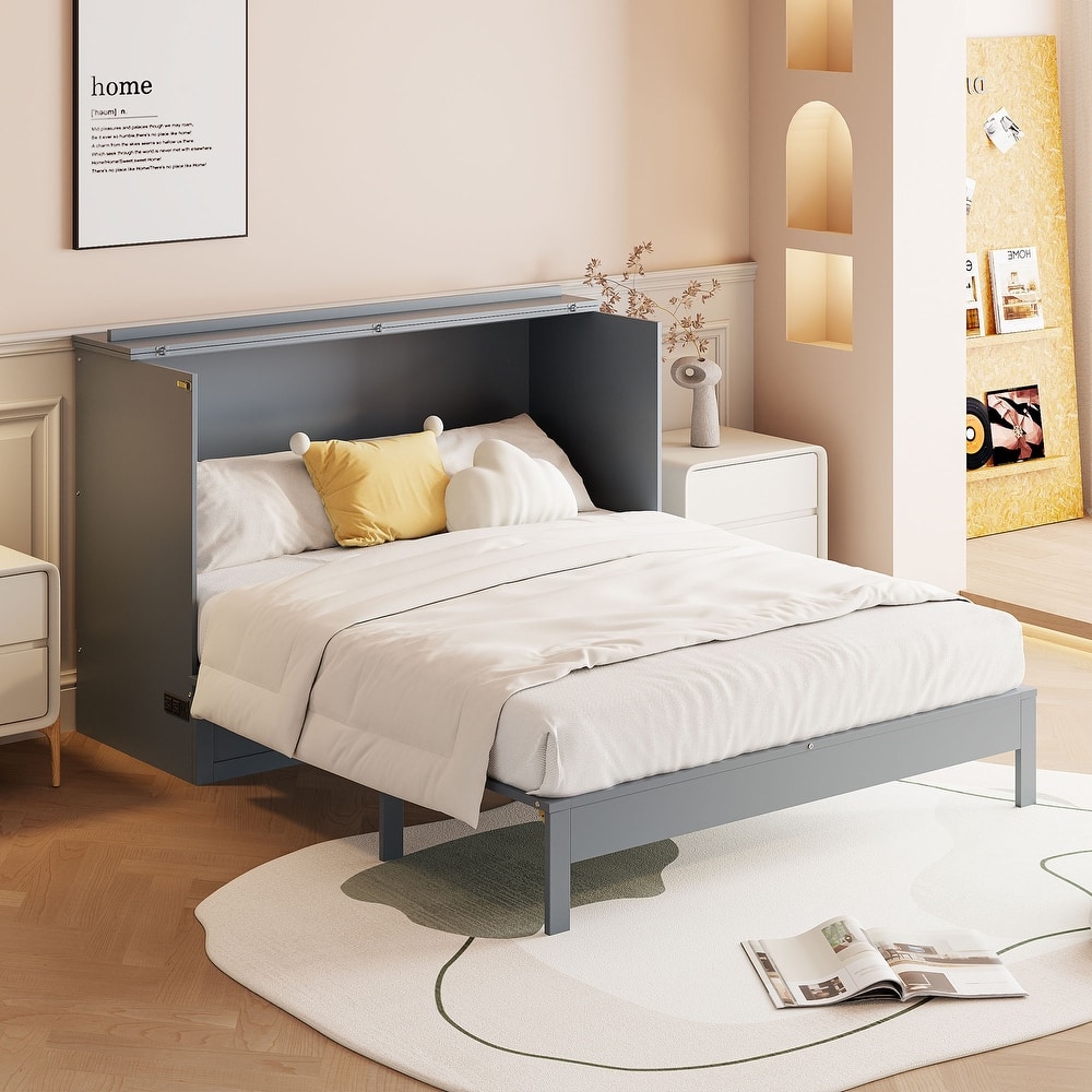 Queen Size Murphy Bed with Large Drawers for Small Bedroom