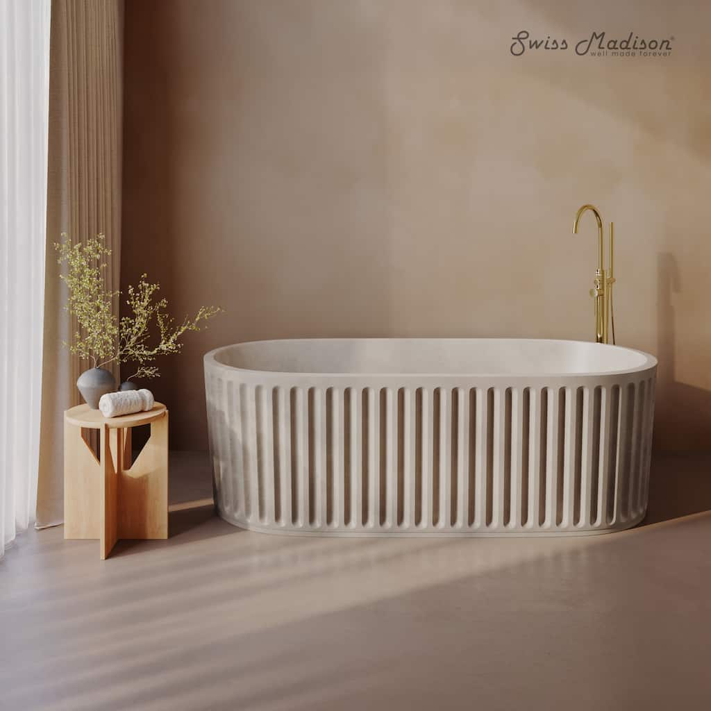 Delice 67" FreestandingConcreteBathtub In Sand, Drain Included