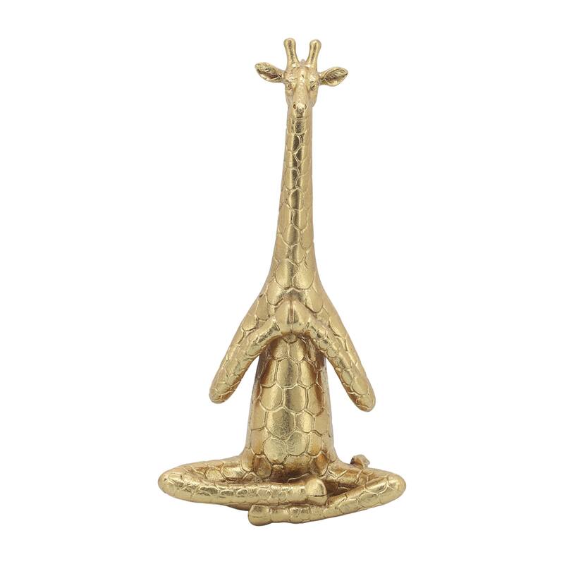 Decorative Resin Yoga Giraffe Figurines - Set of 3, 12", Gold - 12.0"