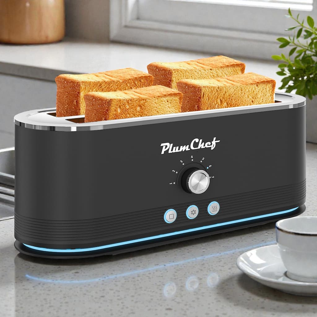 4 Slice Toaster with 7 Browning Settings, Stainless Steel Toaster with Defrost Reheat, Anti Jam, 1400W