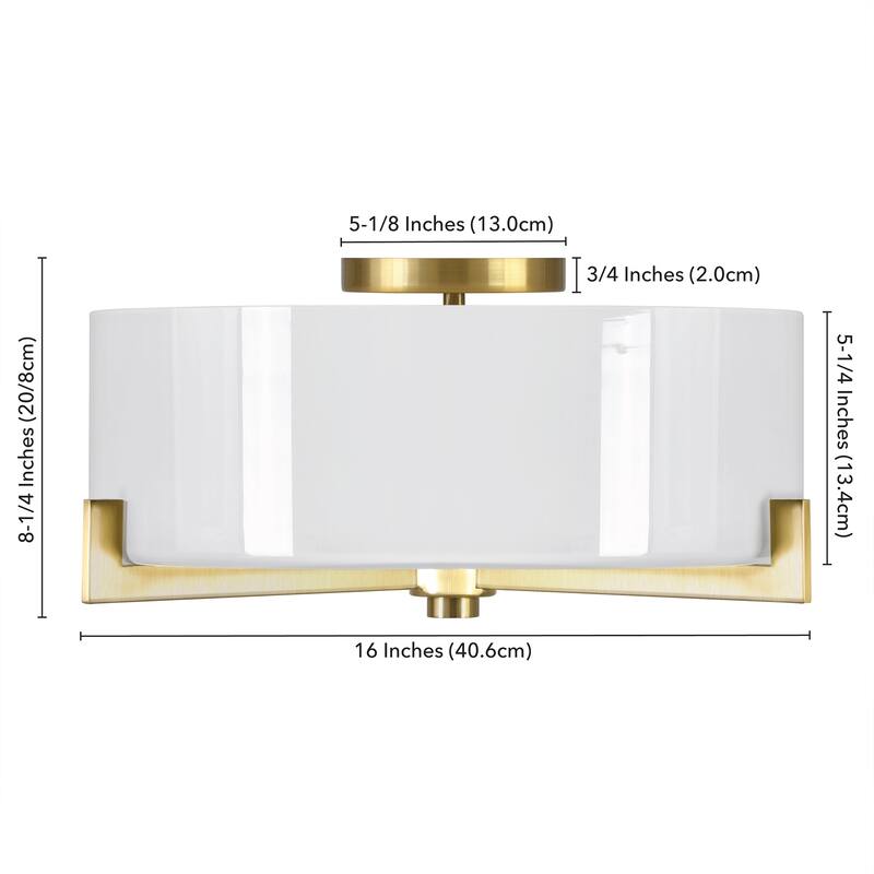 Hamlin 17.5" Wide 2-Light Semi Flush Mount with Glass Shade