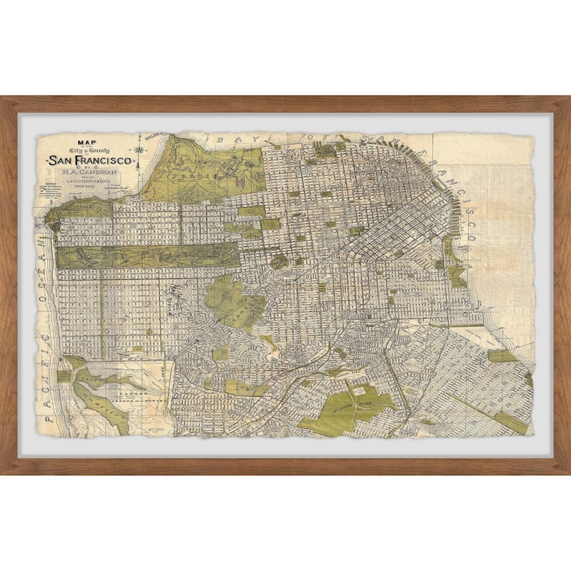 'Vintage San Francisco Map' Framed Painting Print