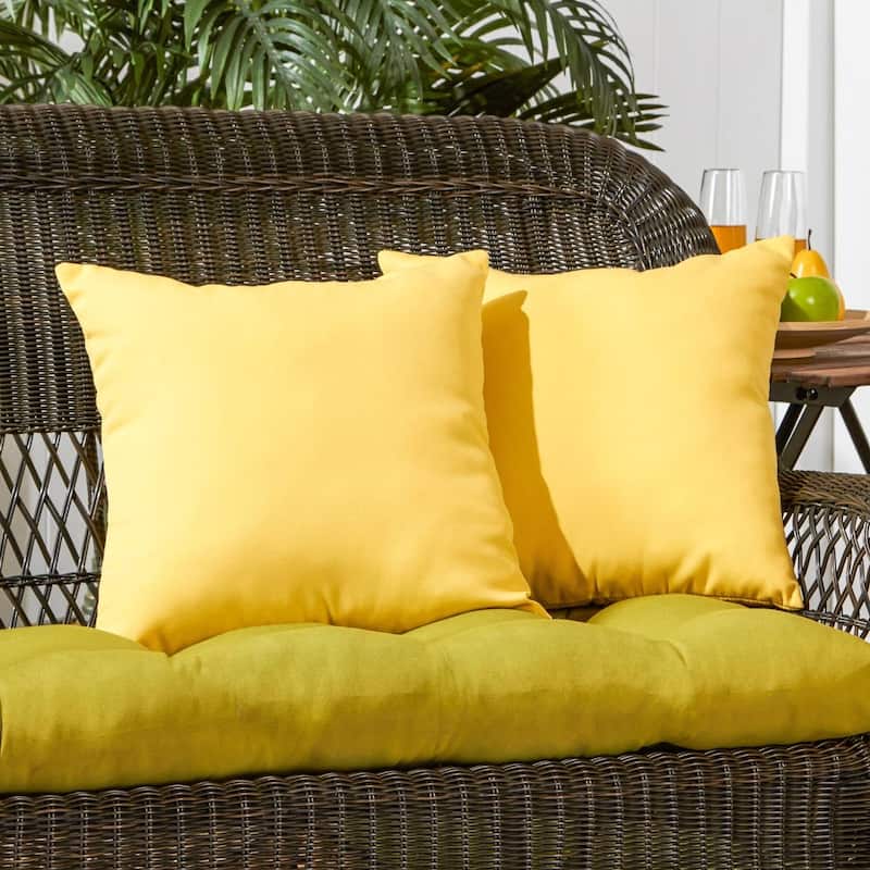 Sunbeam Yellow Outdoor 17-in. Square Accent Pillows (Set of 2) by Greendale Home Fashions