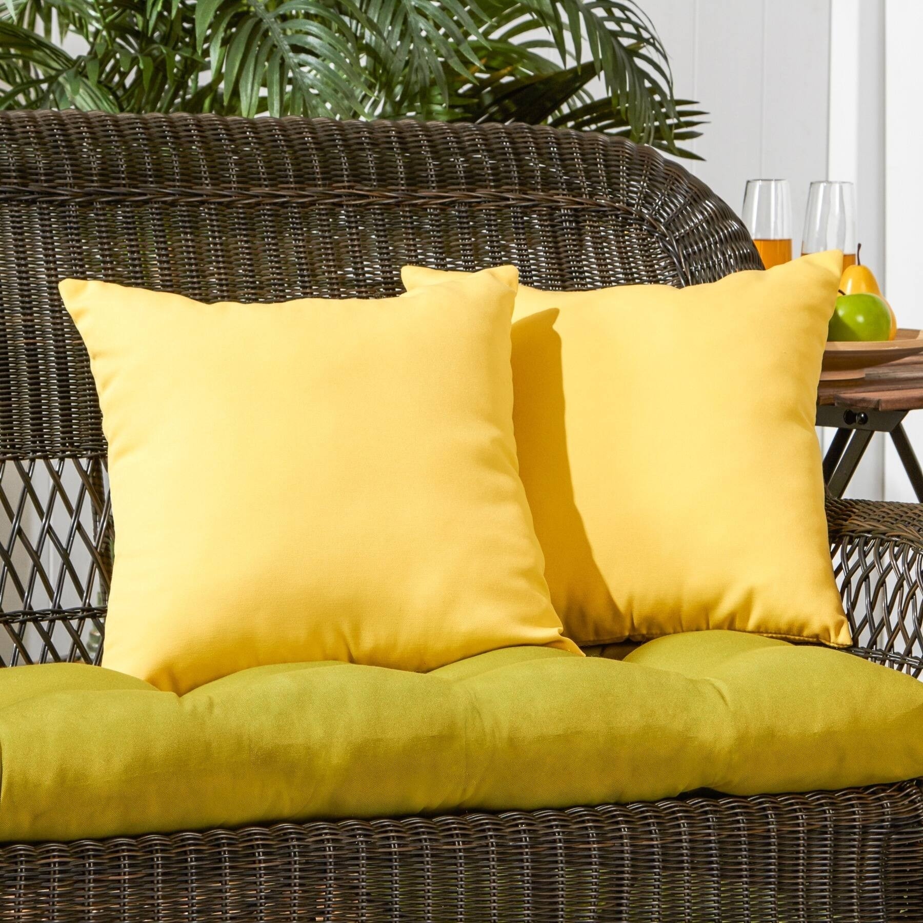 Sunbeam Yellow Outdoor 17-in. Square Accent Pillows (Set of 2) by Greendale Home Fashions