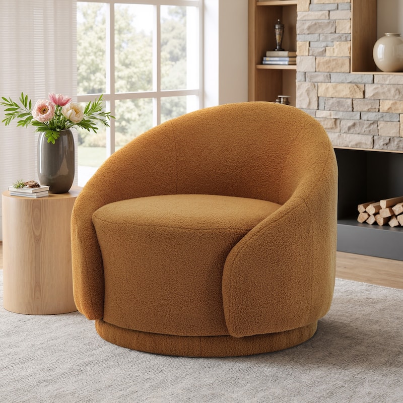 Modern Upholstered Swivel Barrel Chair Accent Lounge Chair