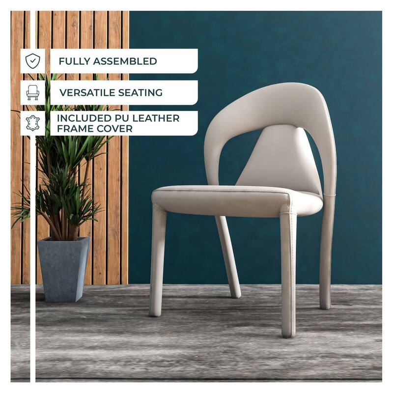 Leather Dining Chairs with Metal Legs Open-Back Design Solace Series Set of 2