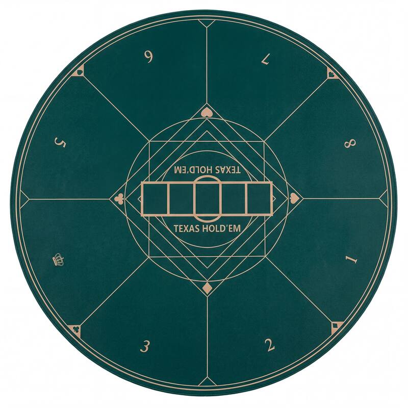 Gymax Round Poker Mat for Texas Hold'em 55'' 8-Player Poker Table Top - Green - Green