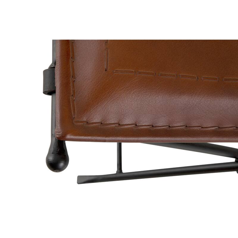 Silla Top Grain Leather Cinnamon Saddle Seat Accent Bench