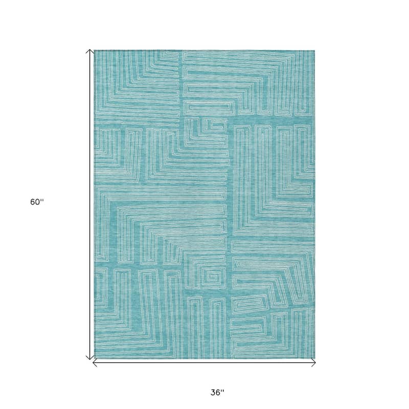 HomeRoots Geometric Transitional Rectangle Outdoor Rug