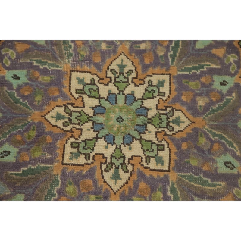 Hand Knotted Oriental 100% Wool Carpet Traditional Floral Peach Tabriz Area Rug - 9' 7'' X 6' 4''