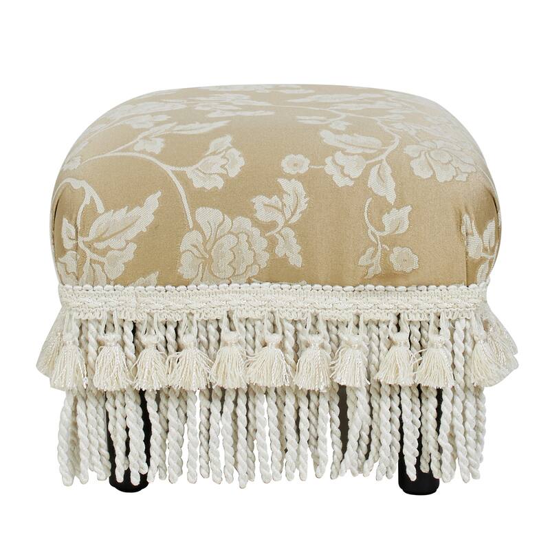 Accent Footstool Ottoman, Sturdy Solid Hardwood and Plywood Frame