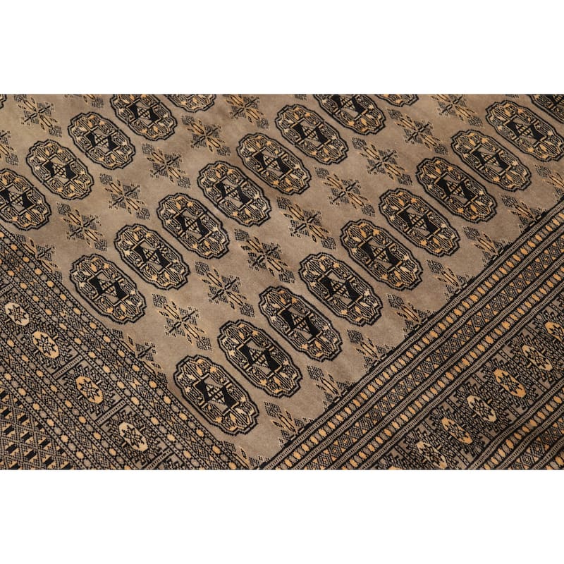 Tribal Bokhara Brock Gray/Black Hand Knotted Wool Rug - 5'1'' x 8'2''