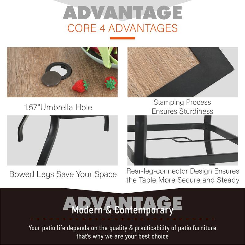 MAISON ARTS 5/6-piece Black Steel Patio Dining Set