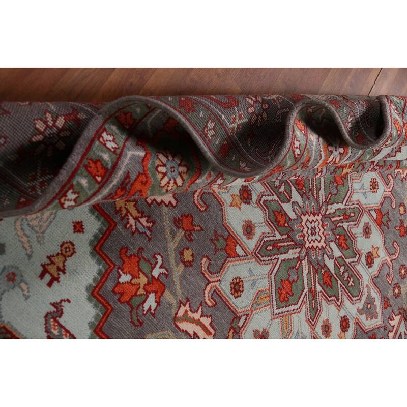 Animal Pictorial Heriz Serapi Oriental Area Rug Handmade Wool Carpet - 7'10" x 9'8"
