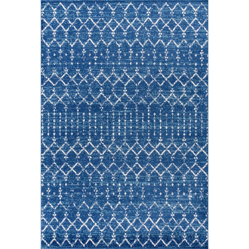JONATHAN Y Modern HYPE Boho Vintage Diamond Area Rug - 5 X 8 - Blue/White