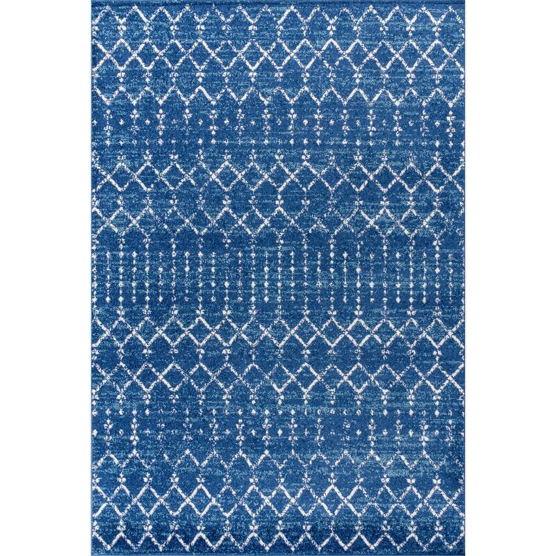 JONATHAN Y Modern HYPE Boho Vintage Diamond Area Rug - 4 X 6 - Blue/White
