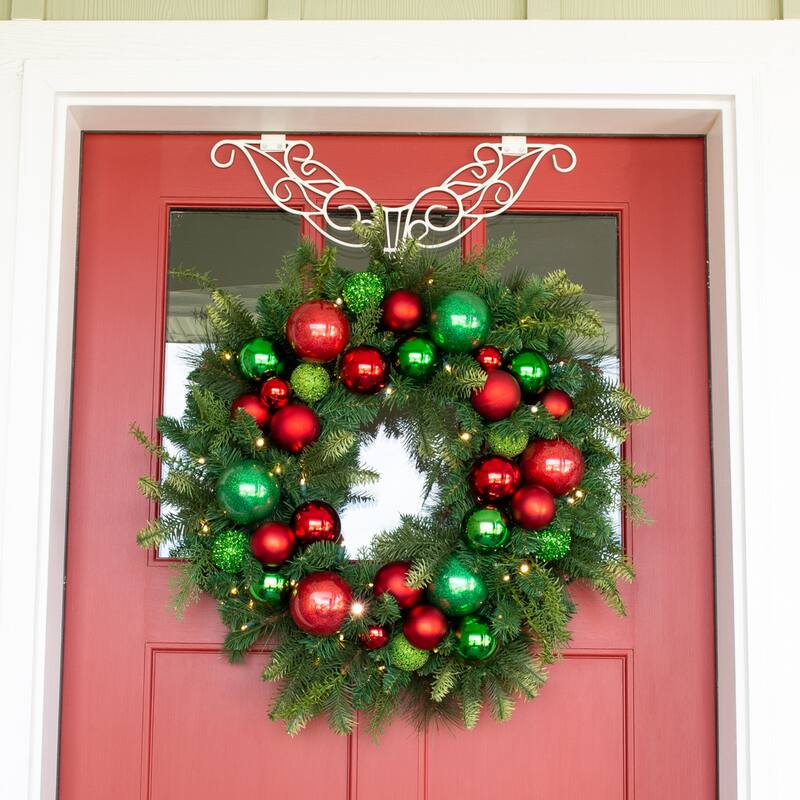 30 in. Lighted Christmas Wreath - Christmas Cheer - Red