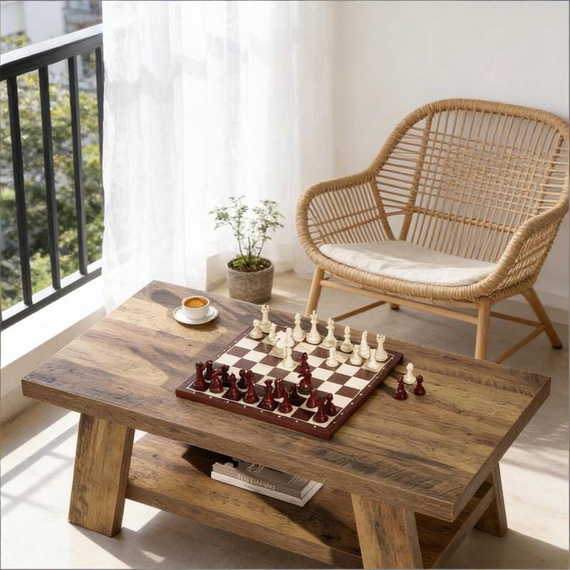 Rustic 2-Tier Tea Table - Spacious Coffee and Center Table