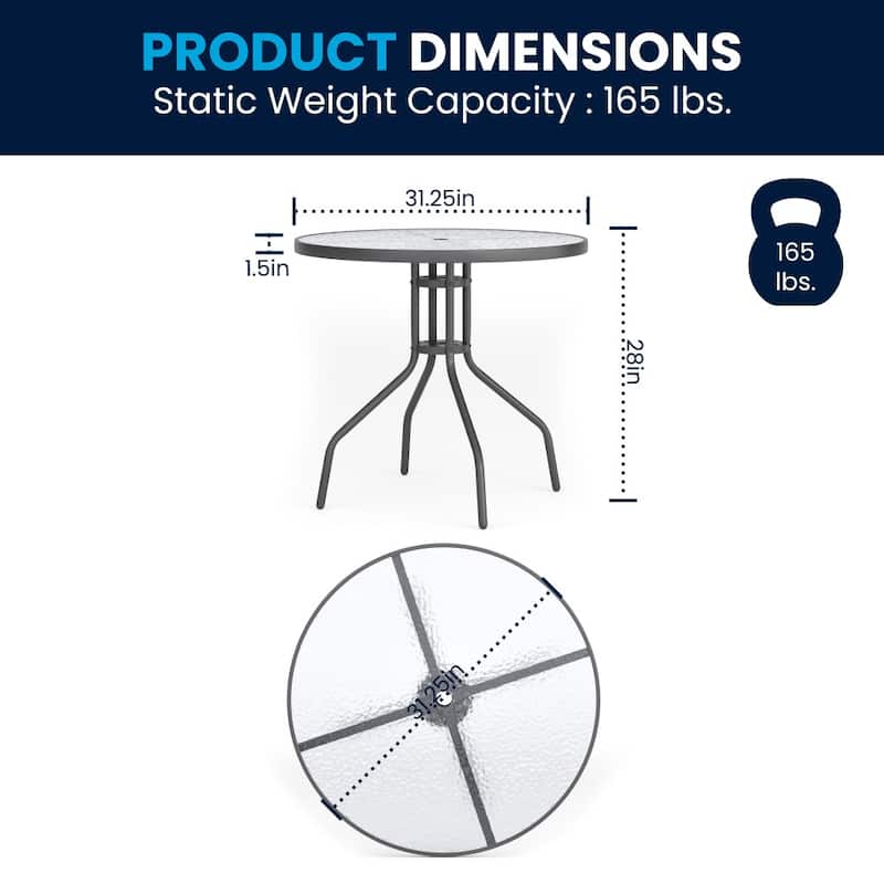 Nantucket 6 Piece Patio Garden Set with Table, Umbrella and 4 Folding Chairs