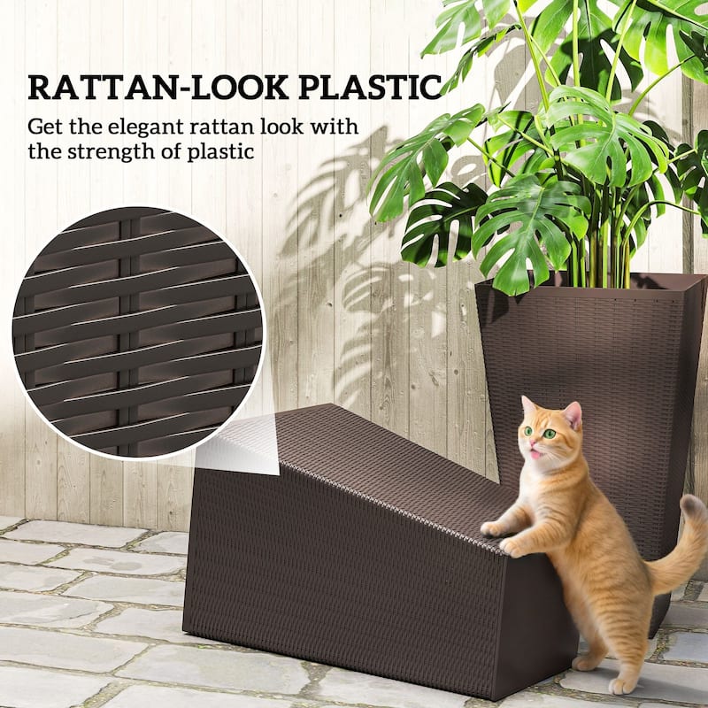 Set Of 3 Tall Plant Stand, Outdoor & Indoor Flower Pot Set For Front Door, Entryway, Patio and Deck